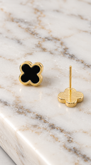 Sona Clover Stud Earrings - Black