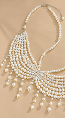 Allure Pearl Fringe Statement Body Chain - White