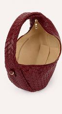 Luna Weave Braided Half-Moon Shoulder Bag - Burgundy