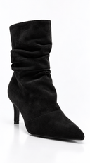 Zélie Slouch Suede Pointed Toe Ankle Boots - Black