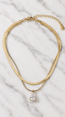 Cece Teardrop Charm Crystal Layered Anklet - Gold
