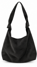 Tara Knotted Faux Suede Hobo Bag - Black