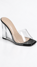 Elysia Clear Heel Wedges -  Black