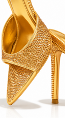 Lumière Crystal Stiletto Mules - Gold