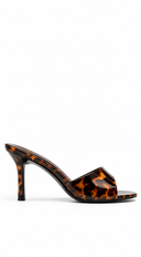 Solana Open Gloss Toe Mid Heel Mules - Brown