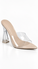 Seraphine Clear Flared Heels - Nude