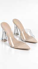 Seraphine Clear Flared Heels - Nude