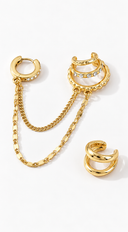 Zaria Draped Chain Ear Cuff Earrings - Gold