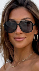 Soleil Aviator Tinted Sunglasses - Black