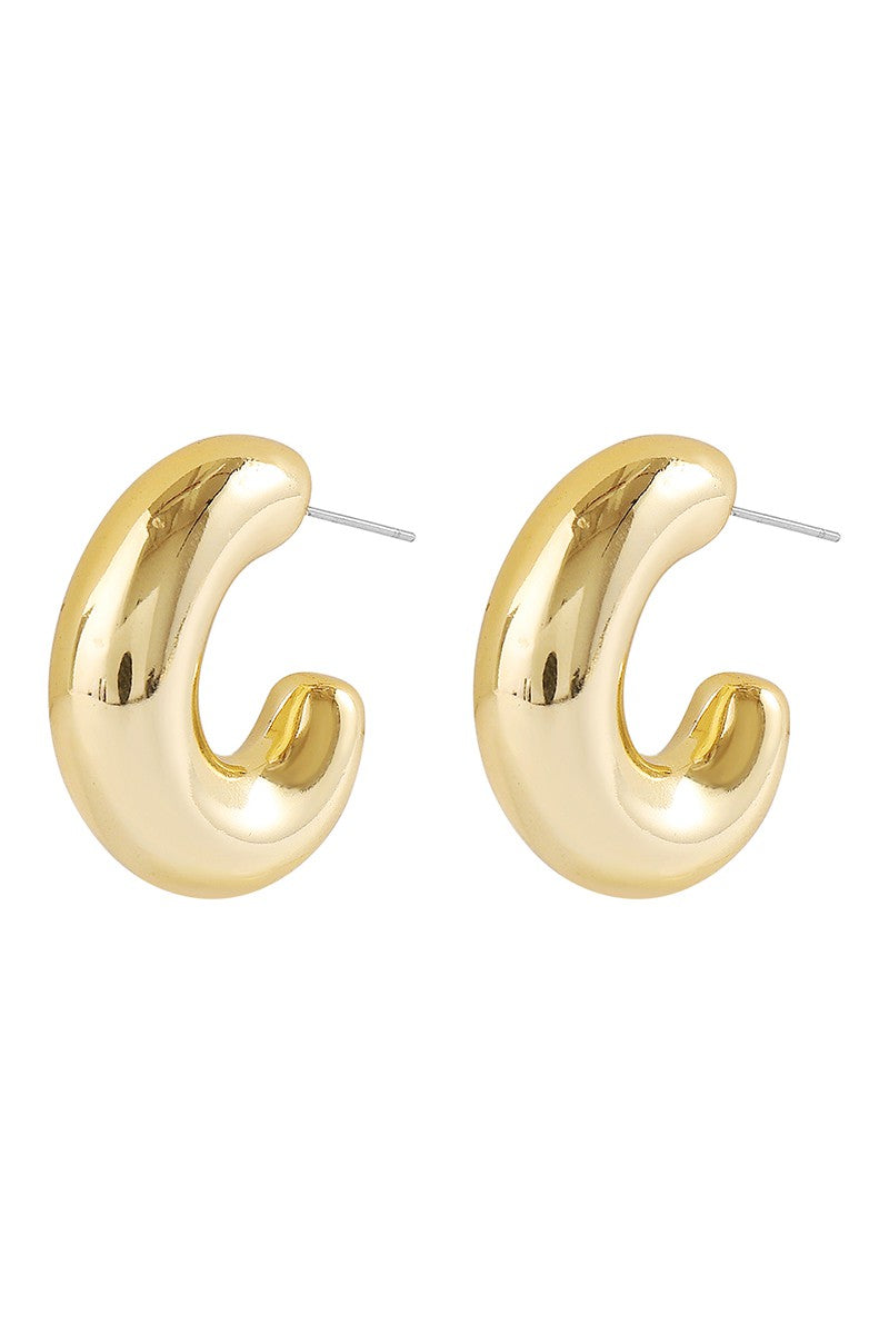 Ear Shaped Gold Hoop Earrings