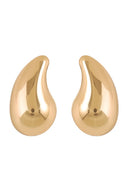 Water Drop Gold Earrings on neutral background