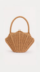 Sea Shell Bamboo Clutch Bag - Beige