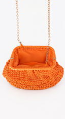 Amaya Woven Straw Clutch Bag - Orange