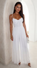 Orlaya Chiffon Wide Leg Jumpsuit - Off White