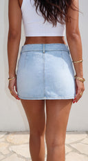 Westlyn Denim Micro Skort - Light Wash Blue