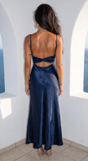 Olivienne Satin Maxi Dress - Navy Blue