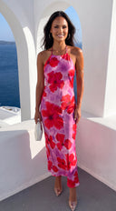 Jardin Floral Halter Maxi Dress - Pink Multi
