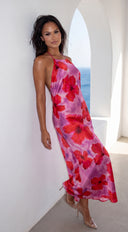 Jardin Floral Halter Maxi Dress - Pink Multi