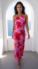 Jardin Floral Halter Maxi Dress - Pink Multi