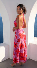 Jardin Floral Halter Maxi Dress - Pink Multi