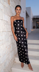 Parisian Polka Dot Maxi Dress - Black