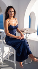 Olivienne Satin Maxi Dress - Navy Blue