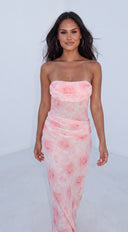 Noelle Strapless Floral Maxi Dress - Pink
