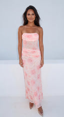Noelle Strapless Floral Maxi Dress - Pink