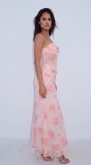 Noelle Strapless Floral Maxi Dress - Pink