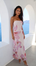 Sienne Floral Strapless Maxi Dress - Pink Multi