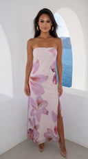 Sienne Floral Strapless Maxi Dress - Pink Multi