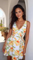 Sun Daze Floral Mini Dress - Yellow