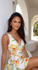 Sun Daze Floral Mini Dress - Yellow