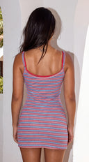 Cherry Soda Stripe Mini Dress - Blue Multi