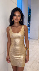 Kaelis Bandage Mini Dress - Gold Foil