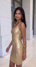 Kaelis Bandage Mini Dress - Gold Foil