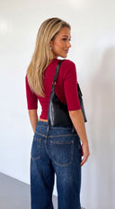 Esvira V Neck 3/4 Sleeve Top - Burgundy