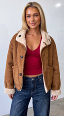 Kavelle Reversible Suede Shearling Aviator Jacket - Brown Multi