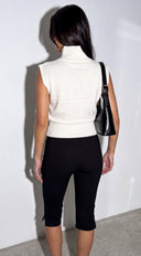 Mivie Sleeveless High Neck Knit Sweater - Cream White