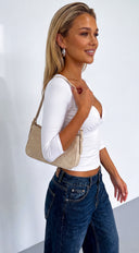 Nimara V Neck 3/4 Sleeve Top - Off White