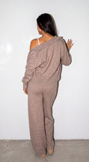 Vaylie Zip Cardigan & Wide Leg Pant Set - Beige