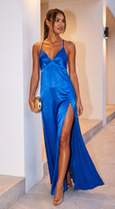Seravelle Satin Maxi Dress - Blue