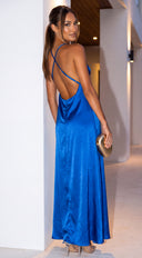 Seravelle Satin Maxi Dress - Blue