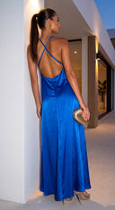 Seravelle Satin Maxi Dress - Blue