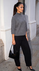Orelia High Waist Tailored Barrel Leg Pants - Black