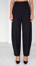 Orelia High Waist Tailored Barrel Leg Pants - Black