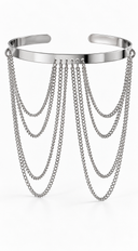 Sahara Layered Chain Arm Cuff Bracelet - Silver