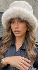 Rena Faux Fur Bucket Hat - White