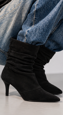 Zélie Slouch Suede Pointed Toe Ankle Boots - Black