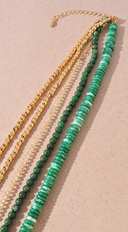 Mari Marble Stone Beaded Crystal Necklace - Green